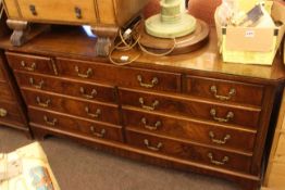 Bevan Funnell Ltd Reprodux mahogany nine drawer low chest