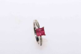 18 carat gold, ruby and diamond ring,