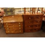 Georgian mahogany four drawer bureau and Victorian mahogany bow front chest of two short above