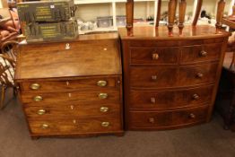 Georgian mahogany four drawer bureau and Victorian mahogany bow front chest of two short above