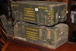 Two wooden ammunition boxes
