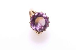 9 carat gold and amethyst ring,