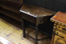 Carved oak canted corner hall table,
