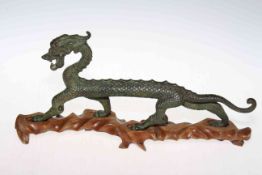 Chinese patinated bronze of a dragon