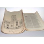 Collection of printed maps, prints of churches,