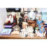 Collection of decorative china including vases, figures, Royal Doulton character jug,