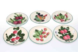 Six Wemyss tea plates with painted fruit