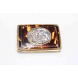 Continental 19th Century tortoiseshell and silver plated card case