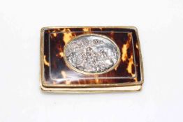 Continental 19th Century tortoiseshell and silver plated card case