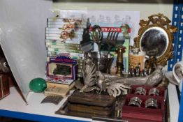 Dads Army videos and memorabilia, various metalware, small gilt mirror, coinage,