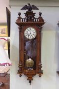 Gustav Becker Victorian walnut cased double weight Vienna wall clock
