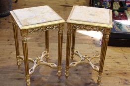 Pair gilt and marble topped side tables, 72.