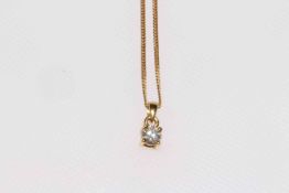 18 carat gold single stone diamond pendant on 9 carat gold chain