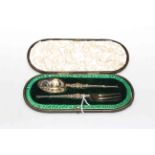 Edwardian silver-gilt seal top fork and spoon, London 1901,