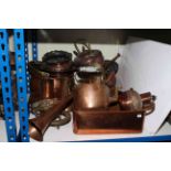 Collection of copper and brassware including coal scuttle, planters,