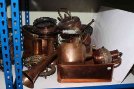 Collection of copper and brassware including coal scuttle, planters,
