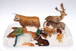 Various Beswick animals including Highland Bull, two calves,