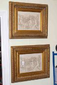 Pair of moulded composition plaques in gilt frames