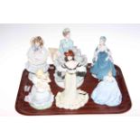 Six Coalport figures