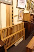 Light oak rail double bedstead and pine television stand (2)