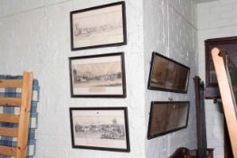 Northumberland Races 1826, set of three engravings; and a set of six hunting prints,