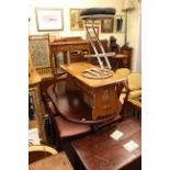 Morris of Glasgow mahogany extending dining table and four chairs, Priory rectangular coffee table,