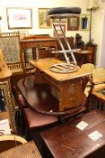 Morris of Glasgow mahogany extending dining table and four chairs, Priory rectangular coffee table,