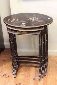 Oval nest of three chinoiserie tables