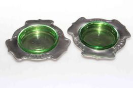 Pair of Liberty & Co. Tudric pewter butter dishes, designed by Archibald Knox, no.