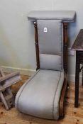 Victorian mahogany framed prie dieu chair with scrolled seat
