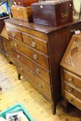 Georgian oak and mahogany crossbanded chest of two short above three long drawers and early 20th