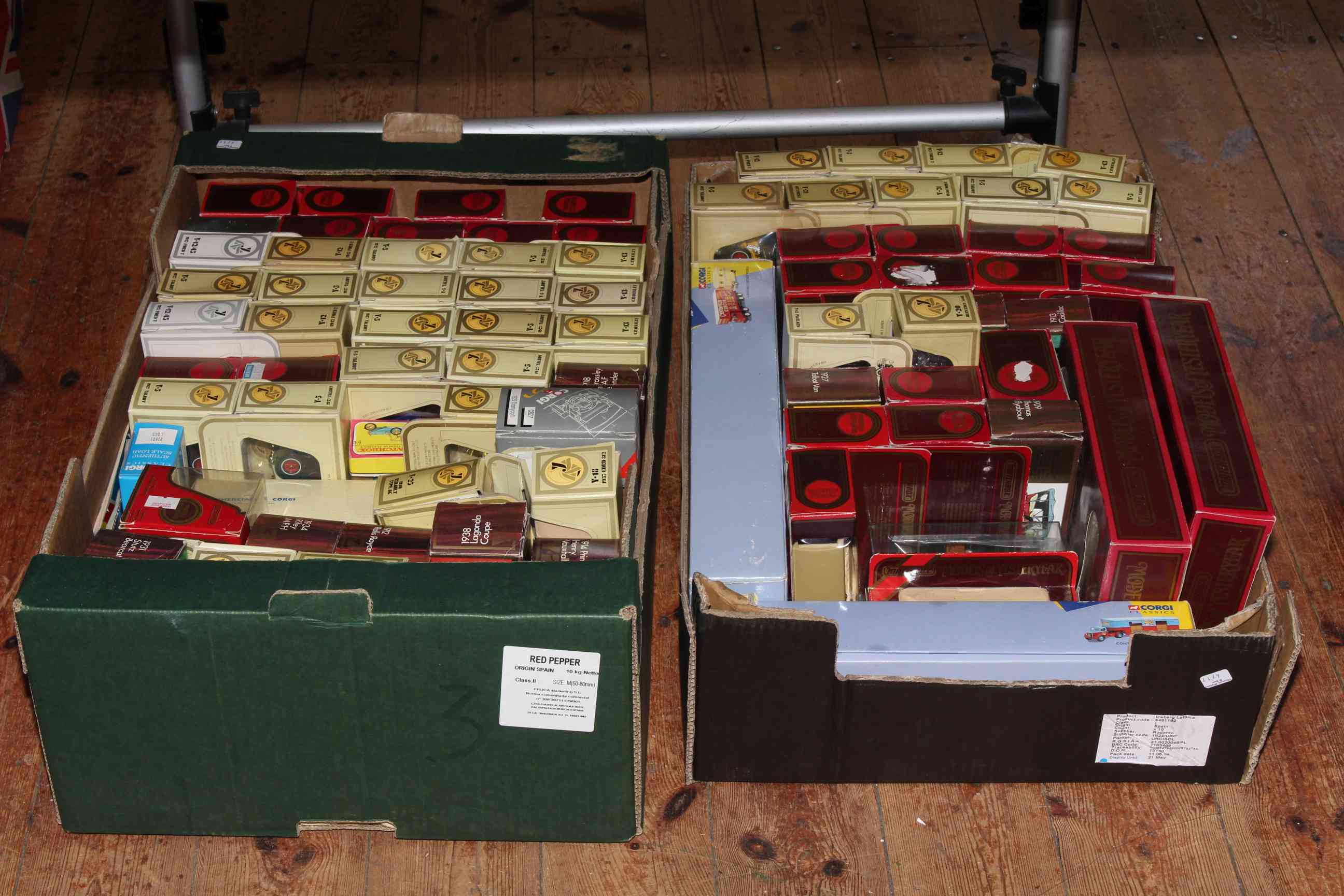 Two boxes of Matchbox and Corgi model vehicles