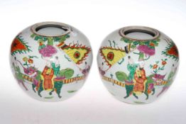 Pair of Chinese 19th Century Famille Rose jars,