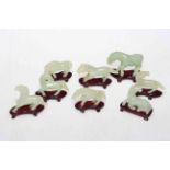 Set of eight Chinese carved hardstone models of the eight horses,