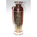 Highly polished copper and brass vintage fire extinguisher 'The Pilabrasgis'