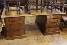 Victorian mahogany leather inset partners desk having eight drawers to front and reverse, 75.