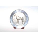 Silver plate of horse racing interest, 'Dahlia', boxed,