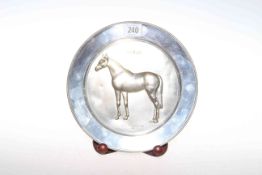 Silver plate of horse racing interest, 'Dahlia', boxed,