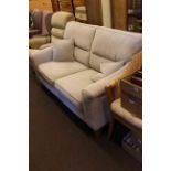 Parker Knoll two seater settee in light checked fabric