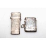 Silver toothpick holder and a silver vesta