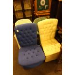 Two Lloyd Loom bedroom chairs and two buttoned fabric bedroom chairs (4)