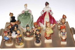 Two Royal Doulton figures and collection of Hummel figures