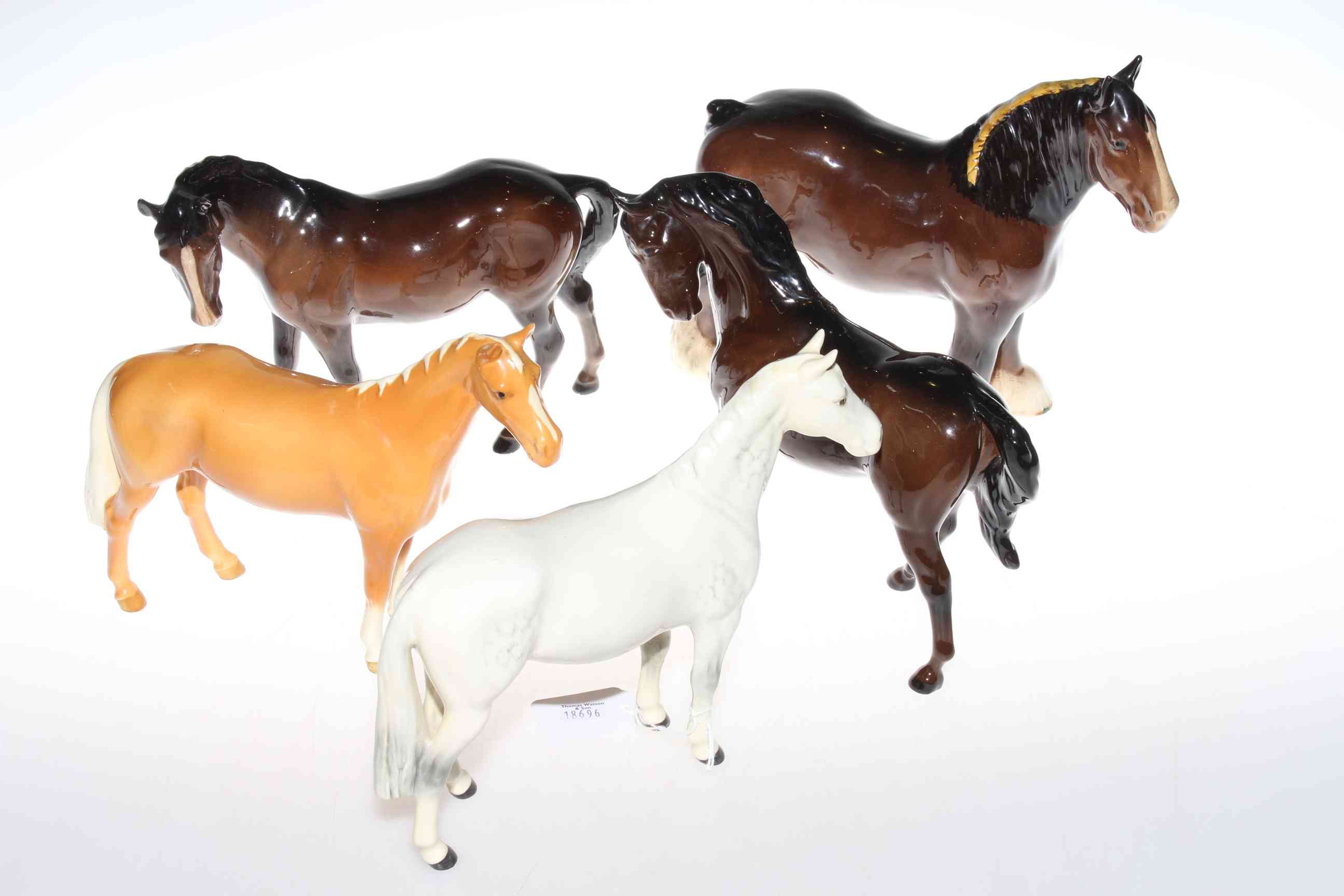 Five Beswick horses