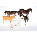 Five Beswick horses