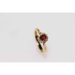 18 carat gold, ruby and diamond ring,