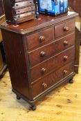 Victorian pine chest of two short above three long drawers on turned legs