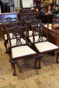 Set of six mahogany Chippendale style dining chairs including pair carvers