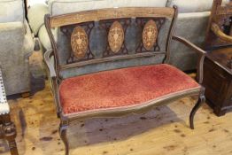 Late Victorian inlaid parlour settee,