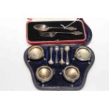 Cased silver fork and spoon;