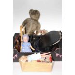 Schoenau and Hoffmeister bisque head doll, soft toys, dolls, handbags,